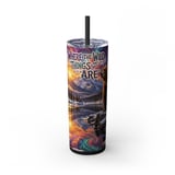 Grizzly Bear 20 oz Tumbler Wrap PNG, Mountain Lake Wildlife Tumbler Sublimation Design, Rustic Outdoor Nature Digital Download thumbnail 2