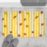 Fall Leaves Shower Curtain, Bath Mat, Cozy Autumn Bathroom Decor, Yellow Striped Thanksgiving Bath Rug, Cottagecore Fall Leaves Home Decor thumbnail 16