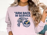Arm Back In Service T-Shirt: Repaired Ready Mechanical Arm Surgery Recovery Tee thumbnail 13