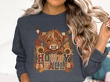 Howdy Fall Highland Cow Tee or Sweatshirt, Faux Patchwork Design thumbnail 12