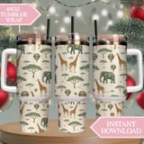 Elephant Giraffe Digital Pattern, Safari Animal Hot Air Balloon, Digital Bundle Pattern, Commercial Use, Nursery Decor, Fabric Design thumbnail 10