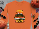 Ghouls Just Wanna Have Sun Boating Halloween Pontoon Boat Ghost Sunset Crewneck Sweatshirts Graphic thumbnail 9