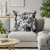 Gothic Toile Halloween Woven Blanket, Vintage Dark Academia Throw Pillow & Tapestry Blanket, Spooky Victorian Botanical Pumpkin Home Decor thumbnail 6