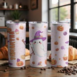Personalized Halloween Tumbler, Cute Ghost Witch Design, Halloween Cup, Spooky Tumbler, Witch Tumbler, Add Your Name, Custom Halloween Gifts thumbnail 5