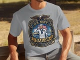 U.S. Navy Sailor T-Shirt, Patriotic American Military Veteran Gift, Honor Courage Commitment Naval Force Tee, Proud Service Member Apparel thumbnail 6