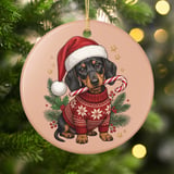Dachshund Christmas Ornament, Cute Doxie Holiday Tree Decor, Wiener Dog Santa Hat Ornament, Dog Lover Gift, Pet Keepsake Stocking Stuffer thumbnail 3