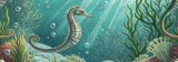 40oz Tumbler Sublimation Wrap Digital Seahorse Ocean Design, Seamless Underwater Marine Life Skinny Tapered Tumbler PNG thumbnail 14
