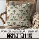 Digital Pattern, Giraffe Elephant Hot Air Balloon, Repeat Pattern, Surface Pattern Design, Fabric Design, Digital Bundle, Digital Paper Pack thumbnail 5