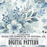 Winter Floral Tumbler Design, Watercolor Flower Digital Paper, Scrapbooking Paper, Printable Tumbler Png, Flower Junk Journal Pages Digital thumbnail 13