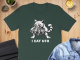 I Eat UFO flying saucer Absurd Cat Tee thumbnail 4