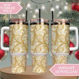 Golden Floral Tumbler, Digital Paper, Watercolor Flowers Background, Floral Junk Journal, Printable Tumbler png, Digital Scrapbooking Paper thumbnail 8