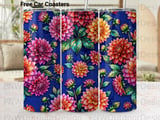 Dahlia Tumbler Sublimation PNG 20oz Skinny Tumbler Design Digital Download, Seamless Floral Wrap File for Crafting thumbnail 1