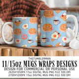 Digital Bundle Pattern, Cute Breakfast Digital Paper, Kawaii Pancakes, Waffles, Eggs, Donut, Coffee Pattern, Foodie Digital, Commercial Use thumbnail 4