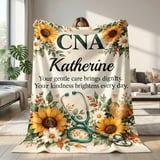 Personalized CNA Floral Blanket thumbnail 1
