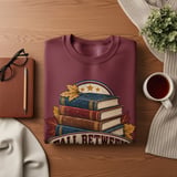 Fall Between The Pages Sweatshirt, Vintage Bookish Hoodie, Cozy Autumn Book Lover Tote Bag, Cute Librarian English Teacher Gift Apparel thumbnail 5