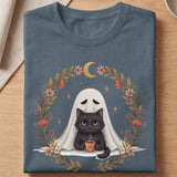 Cozy Ghost and Black Cat Tee thumbnail 3