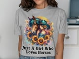 Horse Lover T-Shirt, Cowgirl Shirt, Floral Horse Tee, Horse Girl Gift, Sunflower Horse Lover, Horseback Riding Shirt, Western T-Shirt thumbnail 8