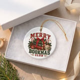 Merry Bookmas Club Ornament, Book Lover Christmas Gift, Cozy Bookish Holiday Tree Decor, Reader Gift, Cute Book Club Christmas Ornament thumbnail 8