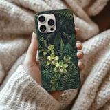 Dark Botanical Tough Phone Case, Vintage Jungle Plant Phone Cover, Moody Orchid & Fern Dragonfly Forest Case, Nature Lover Gift for Her thumbnail 2