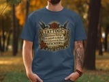 Tattoo T Shirt, National Tattoo Day Tee, Funny Adulting Gift, Bird and Rose Design, Tattoo Art Shirt, T Shirt for Sticker Lovers thumbnail 8