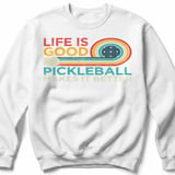 Pickleball Gildan Crewneck Sweatshirt, Life Is Good Pickleball Makes It Better, Cozy Court Warm Up Fleece thumbnail 2