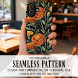 Marigold Tumbler Design, Digital Paper, Floral Background, Junk Journal Pages, Scrapbooking Paper, Printable Tumbler Png, Orange Flowers thumbnail 6