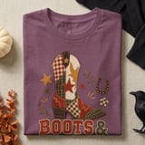 Boots & Bonfires Tee or Sweatshirt, Faux Patchwork Design thumbnail 15
