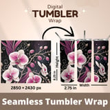 Pink Orchid Tumbler Design, Floral Digital Paper Pack, Watercolor Flower Background, Printable Junk Journal, Scrapbooking Paper Digital thumbnail 7