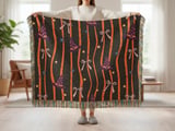 Witch Hat Velveteen Blanket - Spooky Cute Halloween Throw Pillow, Whimsical Orange & Black Stripe Witchy Home Decor Gift thumbnail 2