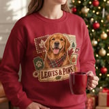 Golden Retriever Fall Sweatshirt, Leaves and Paws Vintage Dog Hoodie, Autumn Dog Mom Crewneck, Cozy Pumpkin Pet Lover Tote Bag Gift thumbnail 7