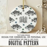 Digital Pattern Bundle, Fish and Crabs, Nautical Seamless Pattern, Fishing Vector, Printable Fabric, Digital Paper for Commercial Use thumbnail 3