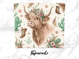 Highland Cow Tumbler Wrap, Floral Tumbler Wrap, 20oz Seamless Tumbler, Bohemian Cow Tumbler, Cowgirl Boots Tumbler, Cactus Wrap thumbnail 5