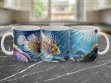Vibrant Coral Reef Ocean Mug Wrap Digital Design 11oz 15oz Sublimation, Underwater Scene Marine Life Coffee Cup PNG Download thumbnail 11