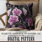 Orchid Tumbler Design Digital Paper, Floral Backgrounds, Junk Journal, Printable PNG, Colorful Flower Scrapbooking, Flowers Tumbler thumbnail 5