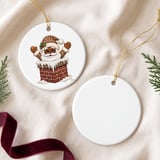 Black Santa Christmas Ornament, Cute Leopard Print Santa in Chimney Tree Hanging Ornament, African American Holiday Keepsake Decor Gift thumbnail 4