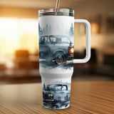 Vintage Truck Tumbler Wrap 40oz Digital Design, Classic Pickup Forest Mountains Sublimation PNG File, Gift for Him, Outdoorsy Men's Tumbler thumbnail 12