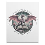 Fantasy Readers Book Club Poster, Dragon Art Print, Readers Gift, Bookish Dragon, Fantasy Illustration, Dragon and Book, Home Decor thumbnail 1