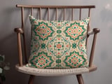 Moroccan Tile Pillow Cover, Boho Mediterranean Accent Throw Pillow Case, Ornate Floral Geometric Cushion Cover thumbnail 4
