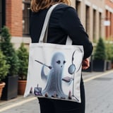 Halloween Tote Bag, Ghost Makeup Tote, Spooky Season Bag, Cute Ghost, Makeup Lover Gift, Halloween Party Favor, Trick or Treat Bag thumbnail 6