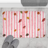 Pink Fall Shower Curtain and Bath Mat, Cute Pastel Autumn Leaves Bathroom Decor, Cottagecore Pinecone Acorn Aesthetic Fall Decor Set thumbnail 16