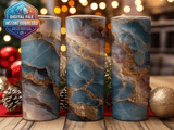20 oz Marble Tumbler Wrap Sublimation Design, Blue Gold Agate Straight and Tapered Digital Download, Tumbler Design thumbnail 2