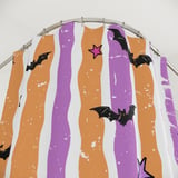 Halloween Shower Curtain and Bath Mat, Spooky Bats and Stripes Bathroom Decor, Cute Pastel Goth Bathroom Set, Retro Whimsigoth Housewarming thumbnail 4