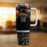 40oz Tumbler Sublimation PNG, Distressed Basketball Design, Tapered Seamless Digital Download, Hoops Sports Lover, Car Coaster Freebie thumbnail 4