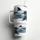 Orca Ocean Coastal Tumbler Wrap Design 40oz, Whales Killer Whale Nature Sea Digital Sublimation File thumbnail 10