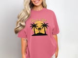 Comfort Colors Beach Vibes T-Shirt, Tropical Vacation Palm Tree Sunset Tee with Faux Gold Print Text, Coastal Summer Beach Lover Gift Shirt thumbnail 3