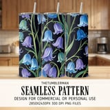 Bluebell Flowers Tumbler Design, Digital Paper Pack, Watercolor Floral Backgrounds, Printable PNG, Scrapbook Paper, Junk Journal thumbnail 2