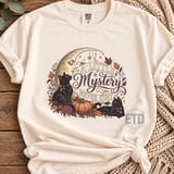 Vintage Black Cat PNG Celestial Moon Halloween Graphic, Whimsigoth Autumn Pumpkin Witchy Clipart, A Little Mystery Never Hurt Fall Design thumbnail 7