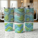 40oz Tumbler Sublimation Wrap, Seamless Distressed Tapered Digital Download, Liquid Waves Pattern, Green Blue Abstract Digital thumbnail 3