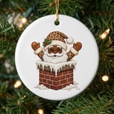 Black Santa Christmas Ornament, Cute Leopard Print Santa in Chimney Tree Hanging Ornament, African American Holiday Keepsake Decor Gift thumbnail 1