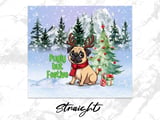 Christmas Pug 20oz. Tumbler Wrap, Funny Holiday Dog Tumbler Design, Reindeer Antlers Pug, Festive Animal Lover Gift, Winter Scene thumbnail 5